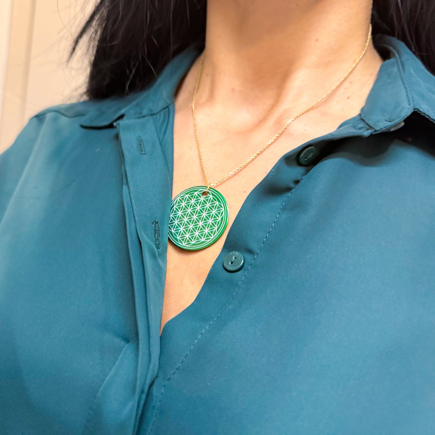 EMF Energy pendant Flower of Life - green